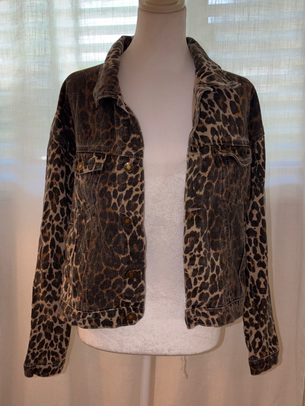 Topshop leopard denim jacket